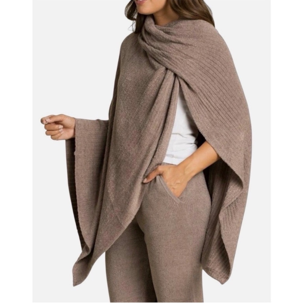 Barefoot Dreams Travel Wrap Poncho CozyChic Lite Driftwood One Size